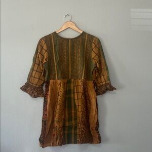 Bohemian YOUNG THREADS Dress Rusty Earthy Tones Artisan Look New With Tags